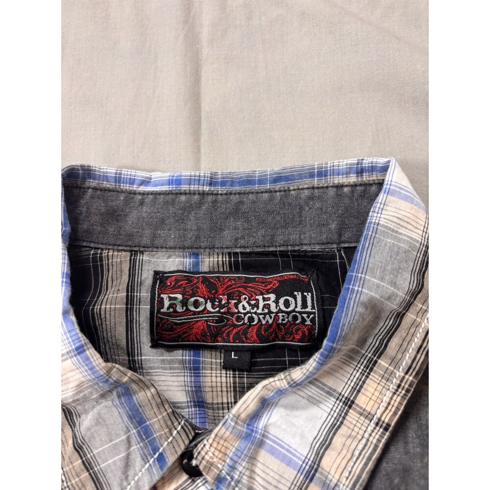 Rock & Roll Cowboy Shirt Mens Large Purple Plaid Pearl Snap Western Cowboy - Picture 3 of 10